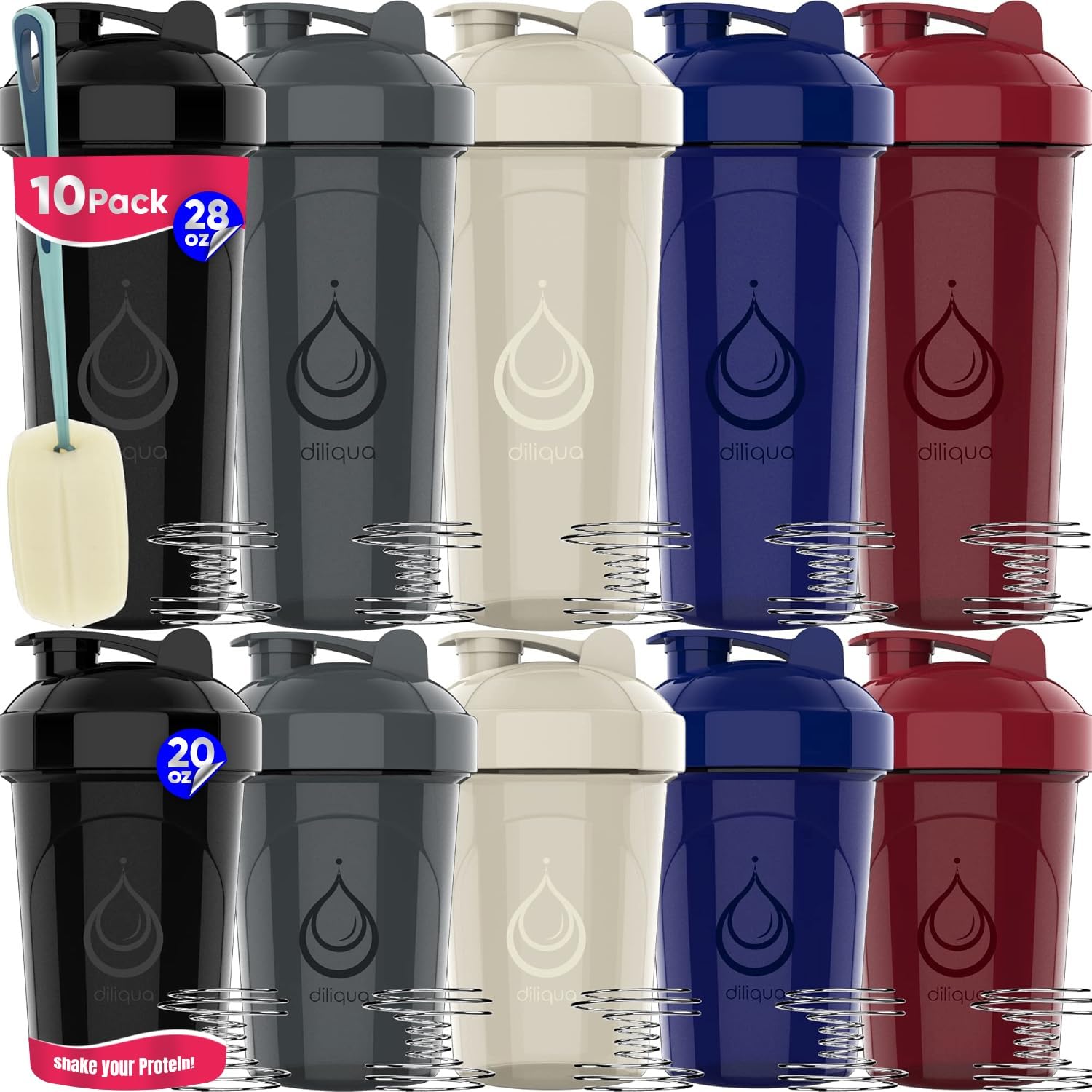 Diliqua 28oz shaker with leakproof lid for gym bag transport.