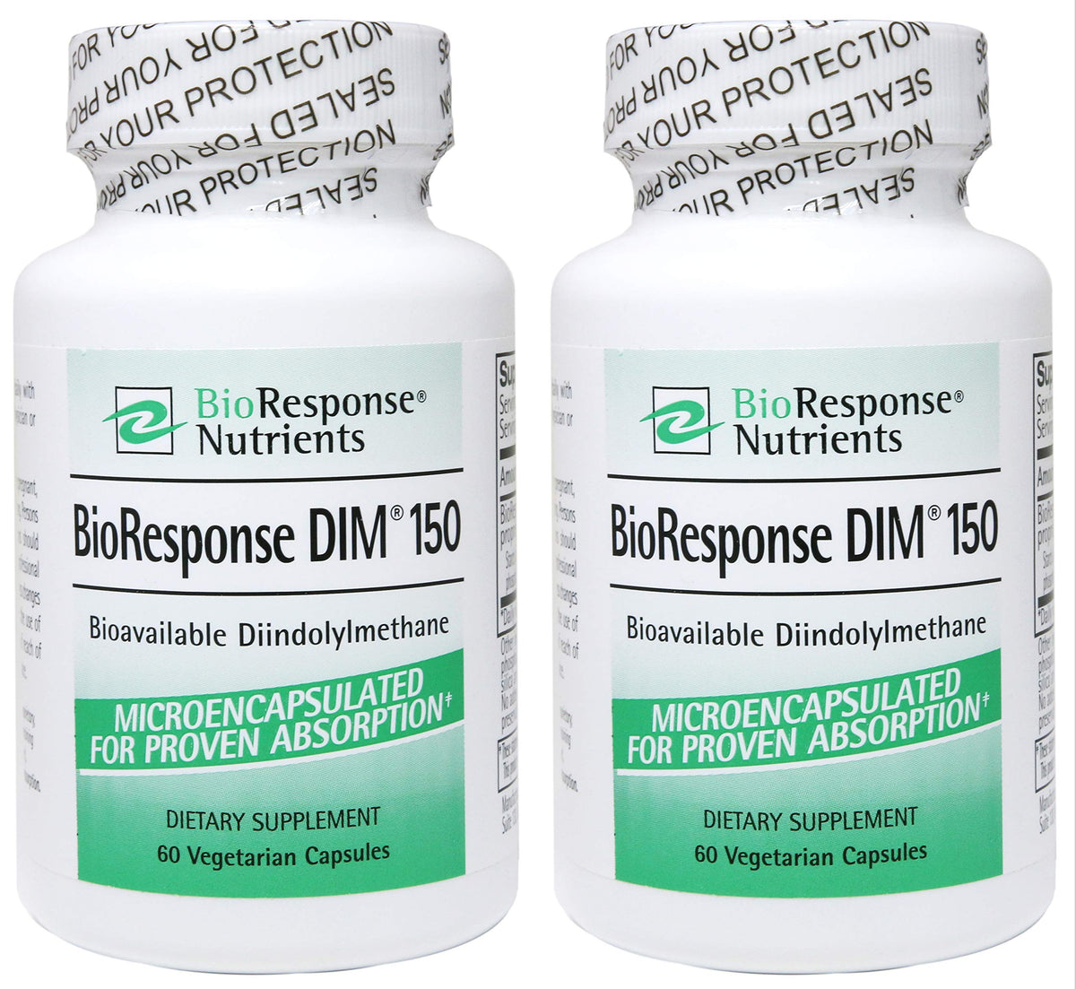 BioResponse DIM 150 mg bottle for daily wellness in vegetarian capsules.
