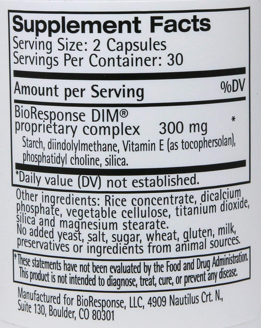 BioResponse DIM 150 mg capsules ready for daily use in a vegetarian supplement.
