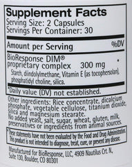 BioResponse DIM 150 mg capsules ready for daily use in a vegetarian supplement.