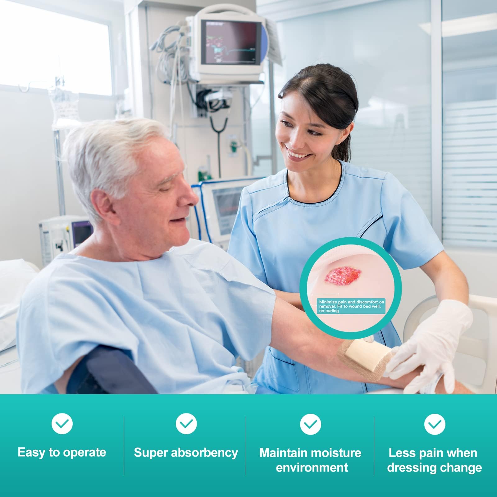 Dimora border dressing adheres to dry skin with minimal trauma.