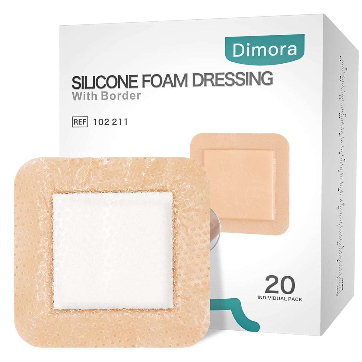 Dimora silicone foam dressing with border 4x4 pack ready for wound care and easy changes