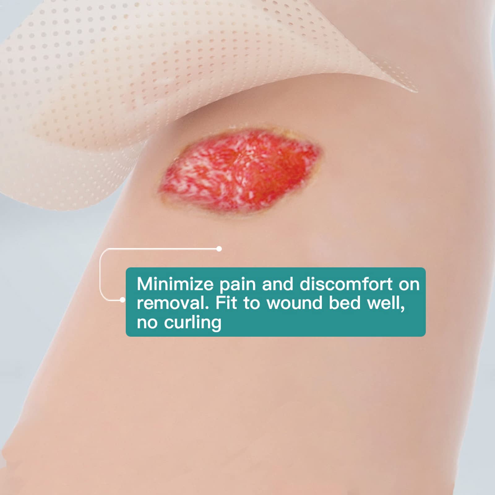 Dimora silicone wound contact layer closeup shows skin-friendly, non-stick contact.