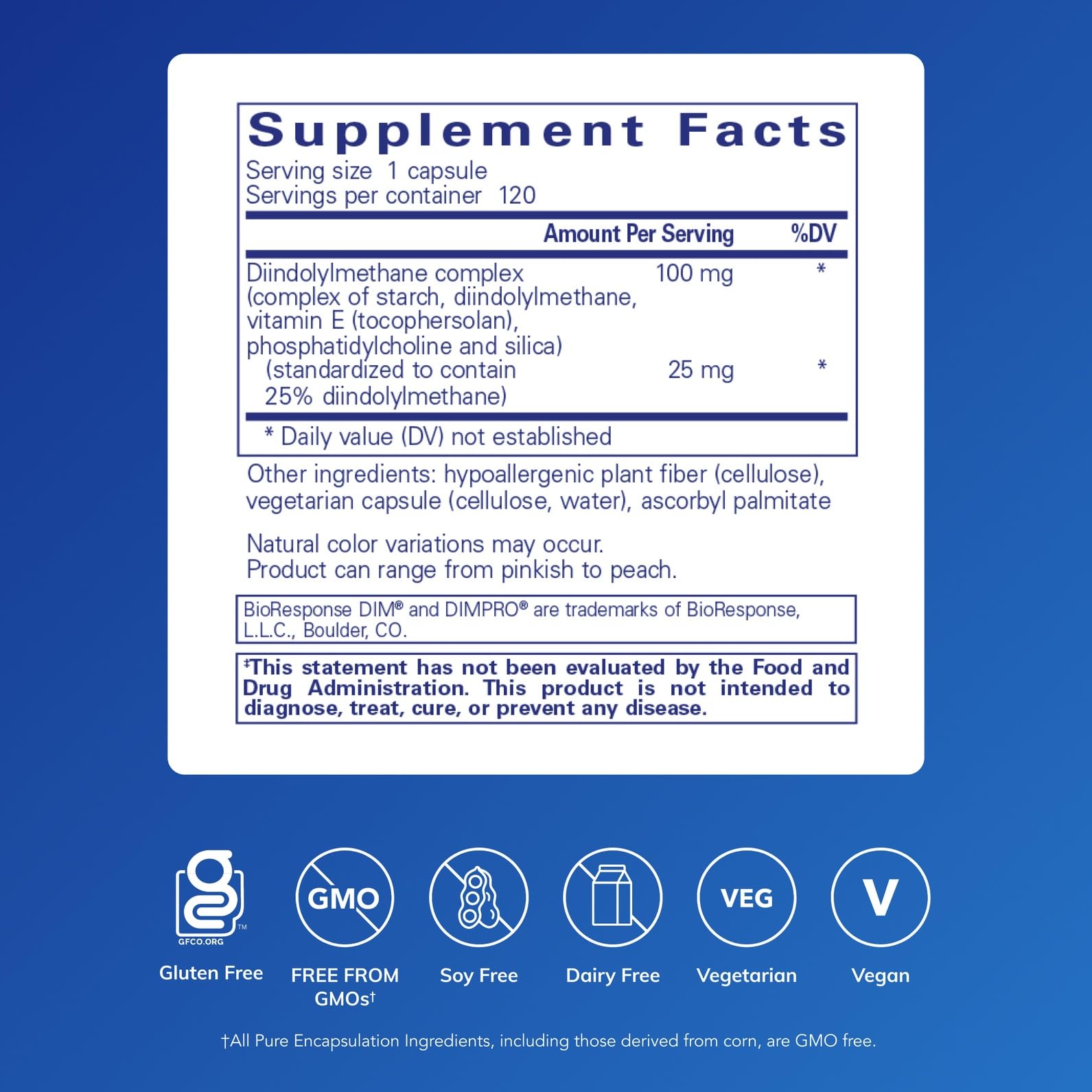DIMPRO 100 capsules close-up highlights compact daily dosing.