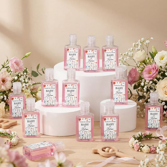 Dimsile baby shower favors with floral design add cheerful charm.