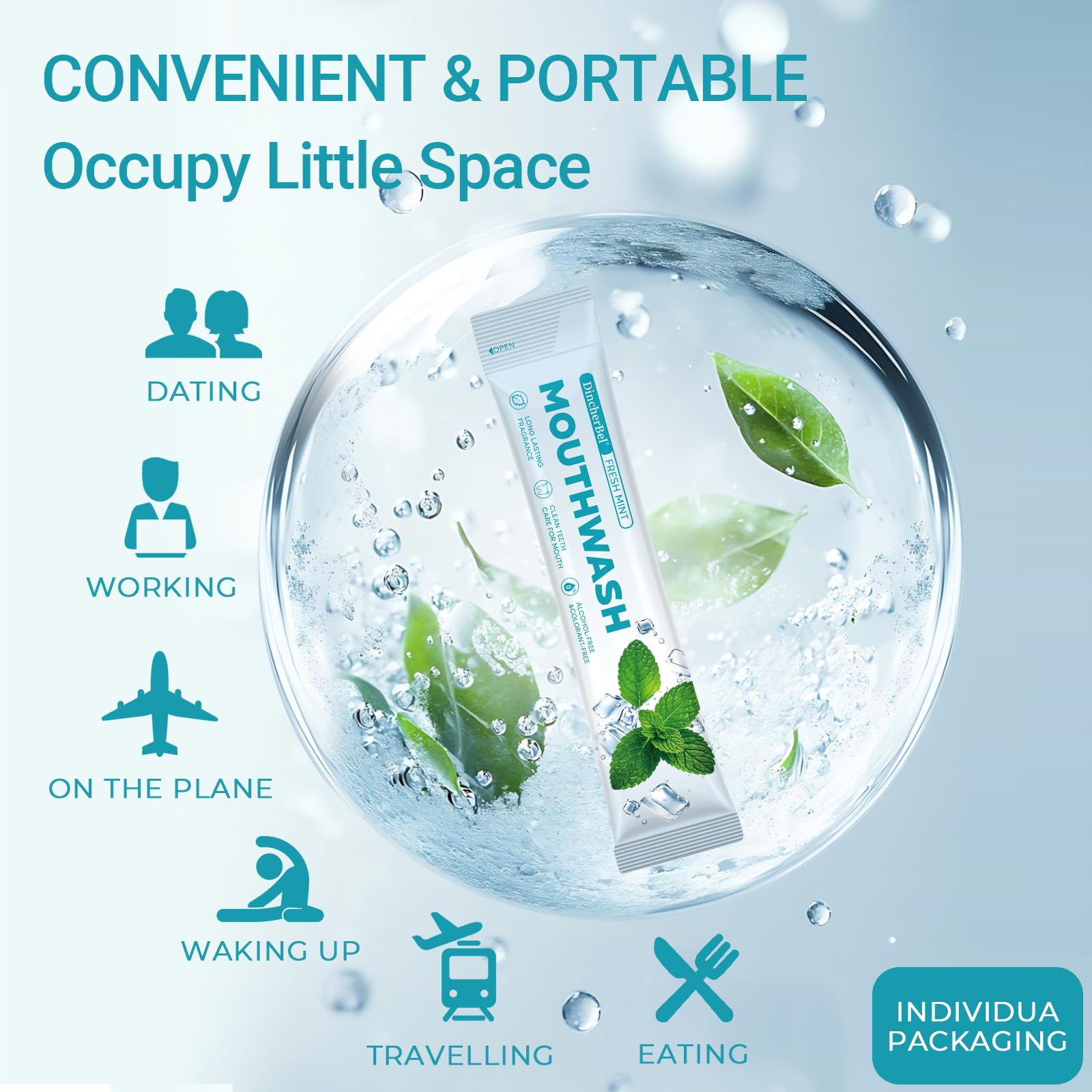 DincherBel dry mouth relief with refreshing mint after meals.