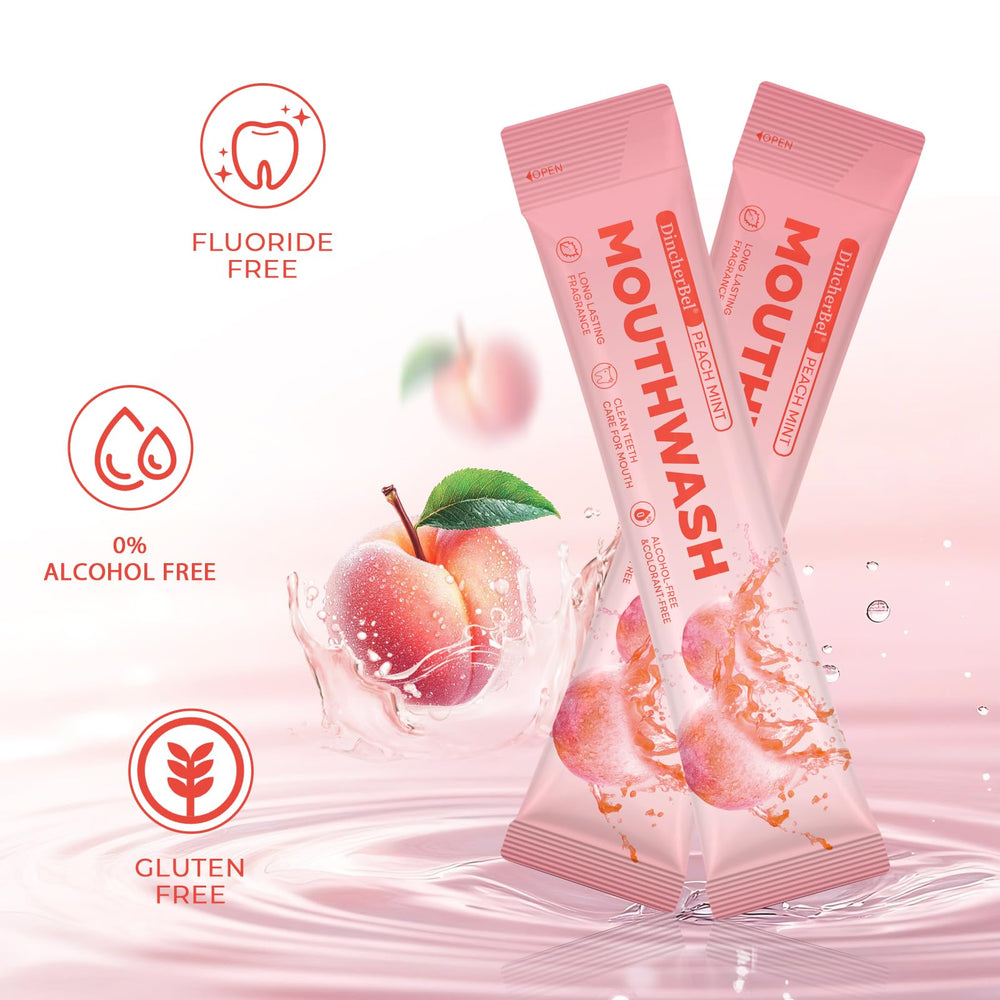 DincherBel xylitol-containing mouthwash packets support moisture and fresh breath.