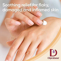 Diprobase emollient cream pump close-up showing rich creamy texture