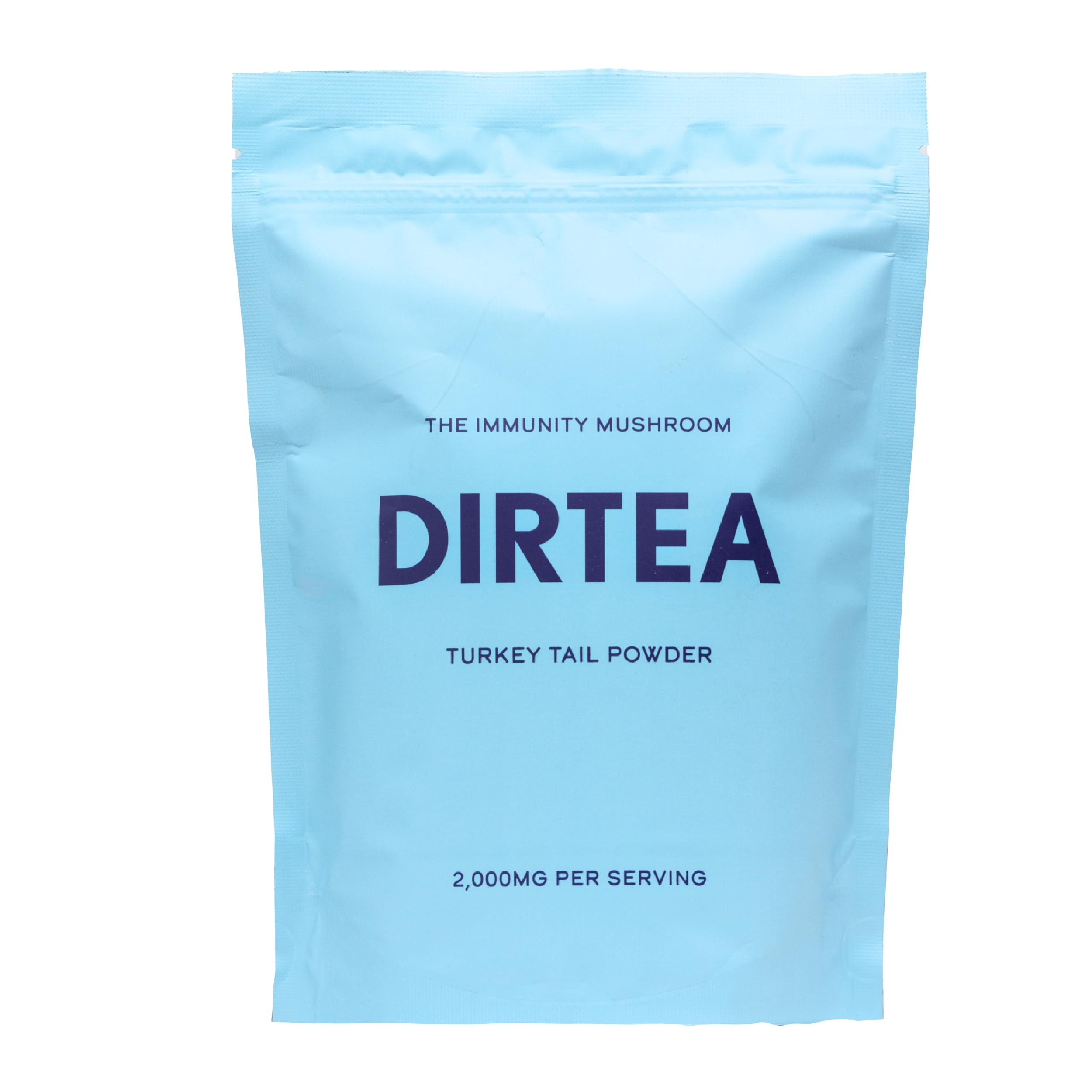 DIRTEA Turkey Tail powder in a jar supports immune system and gut health.