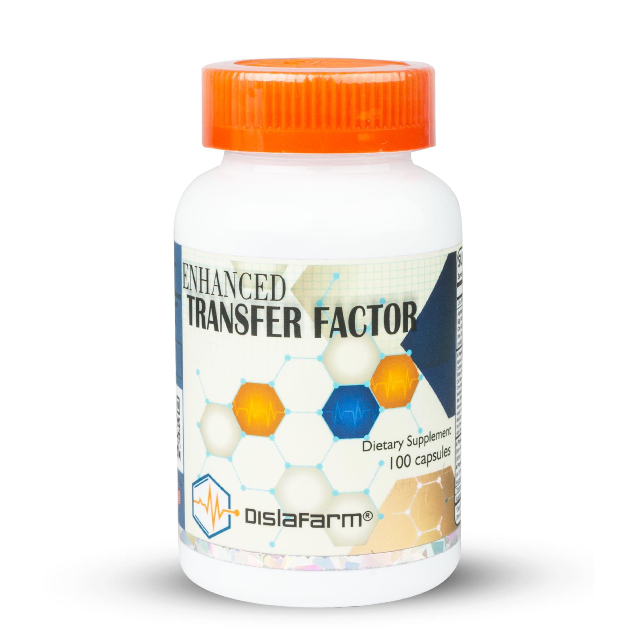 Dislafarm Transfer Factor bottle cap close-up showing natural immune support.