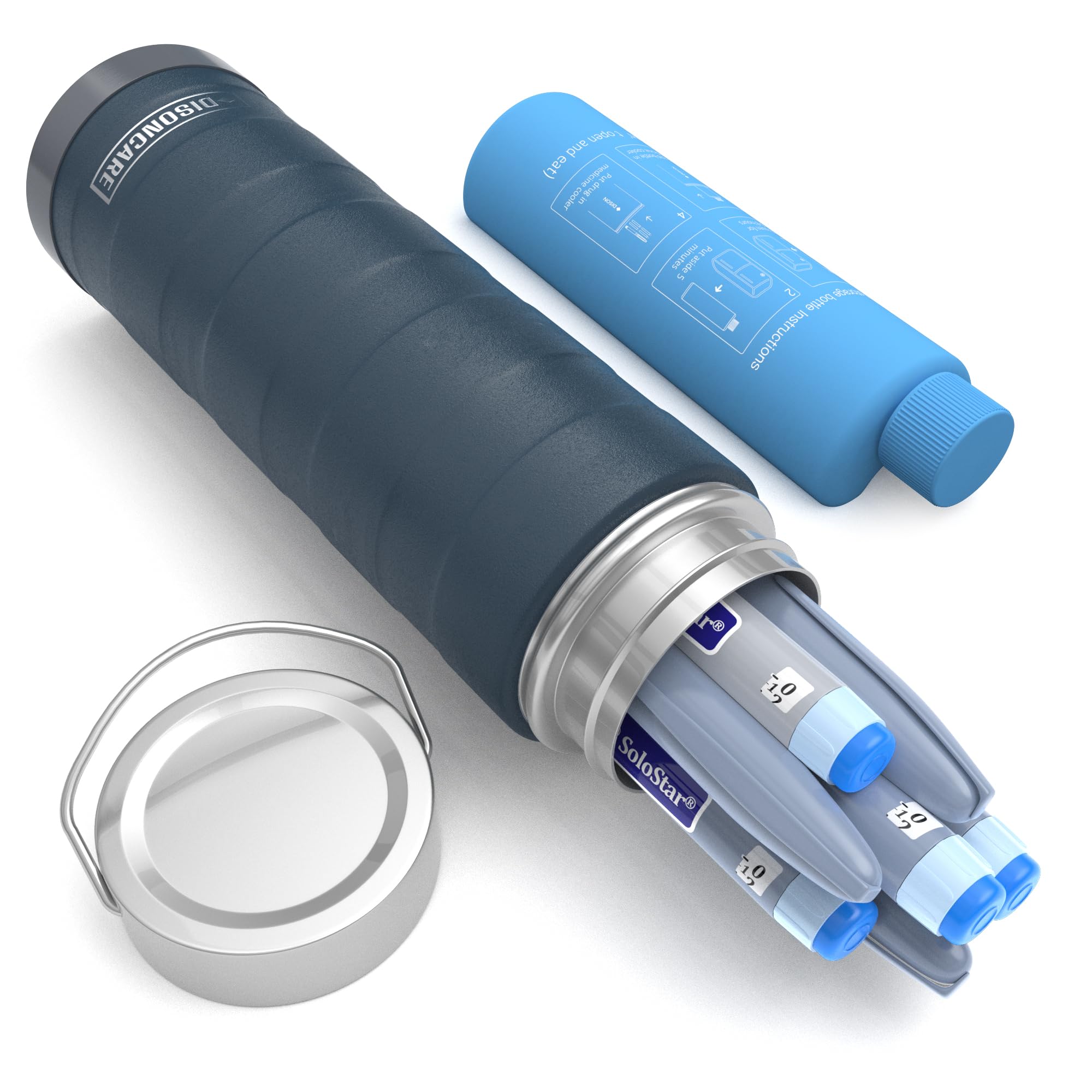 DISONCARE Intercontinental 7-pens cooler stores up to seven insulin pens for long trips.