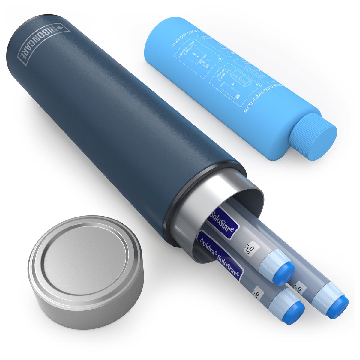 DISONCARE Odyssey 60H cooler front view protects insulin pens during travel.