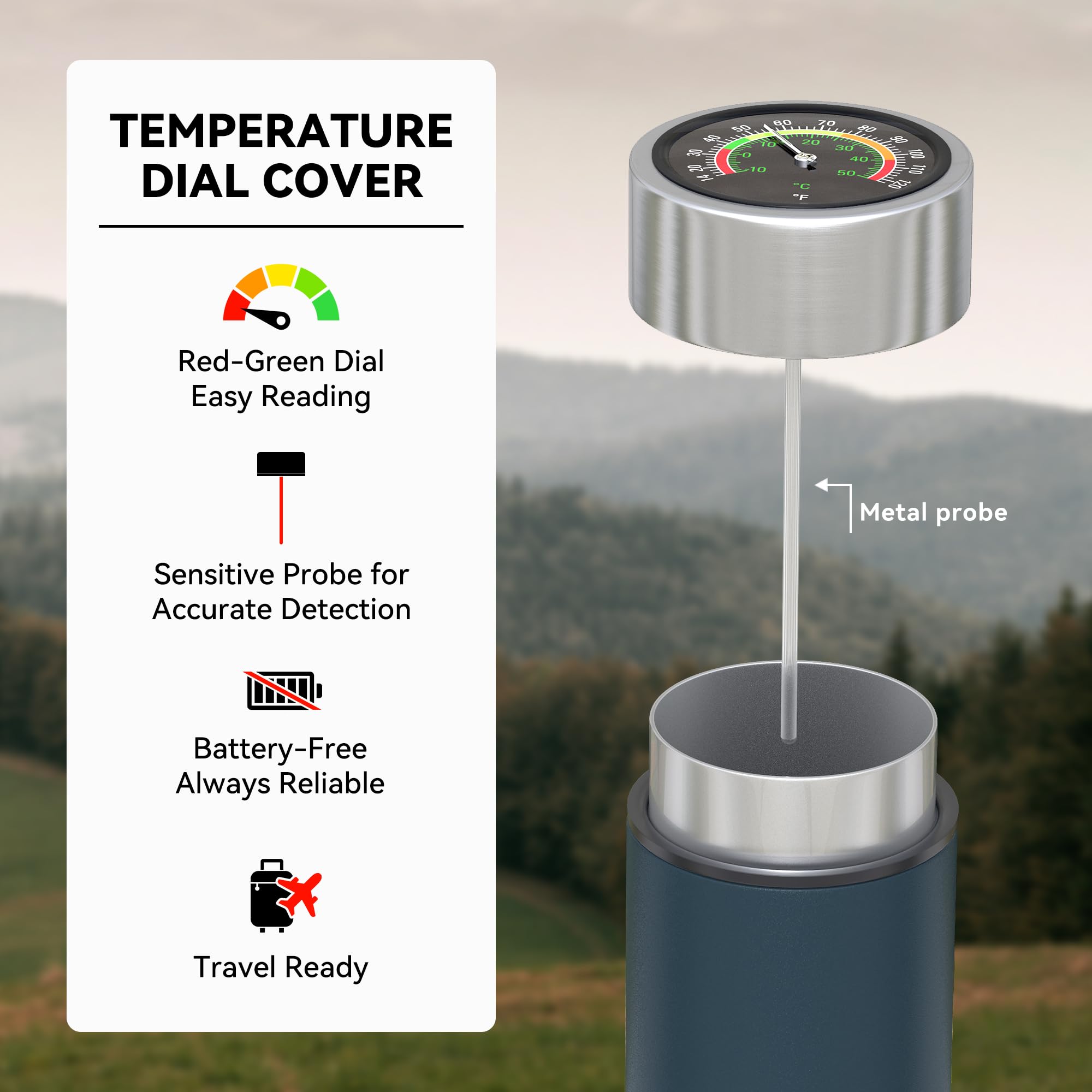 DISONCARE Odyssey 60H insulin cooler dark blue side view shows dial cover for temperature checks