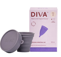 DIVA Cup 0 slim-design shown for comfortable fit in slender canals.