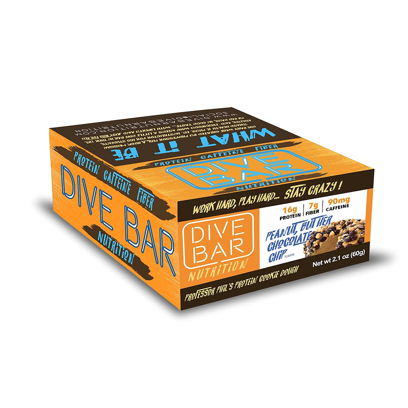 Dive Bar Nutrition bar resting on an office desk for office snack