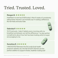 Divi vegan capsules image showcases plant-based ingredients for daily hair care.
