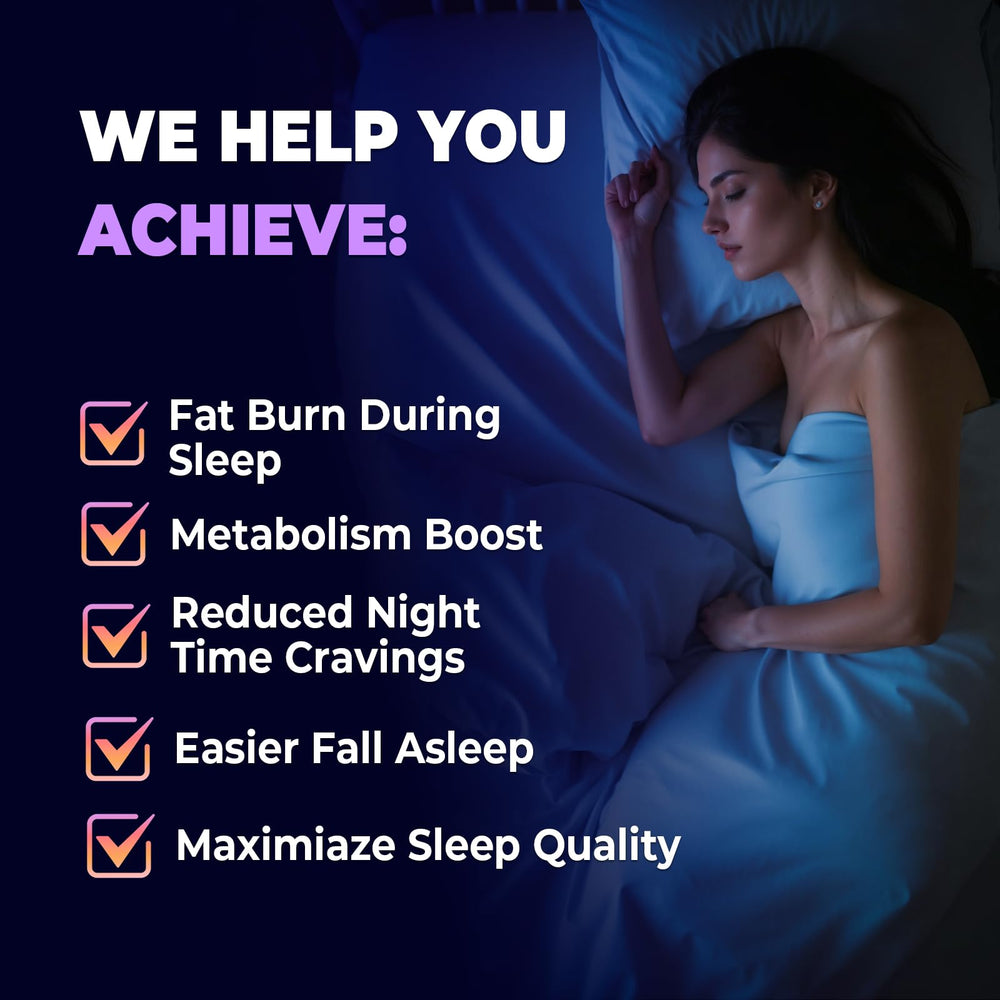 Close-up of Sleep Burn capsules showing a convenient nightly supplement