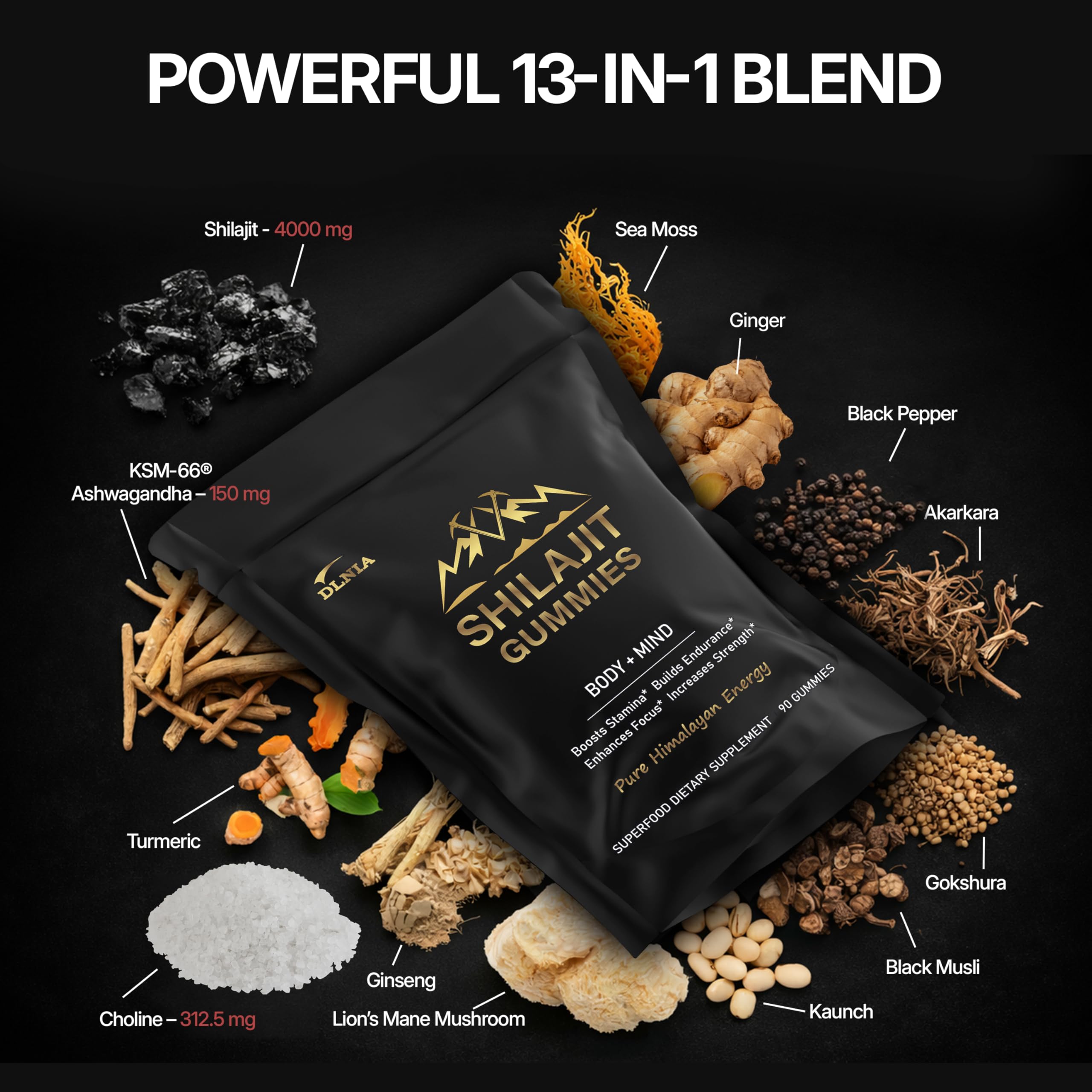 DLNIA packaging box conveys clean ingredients and quality promise.
