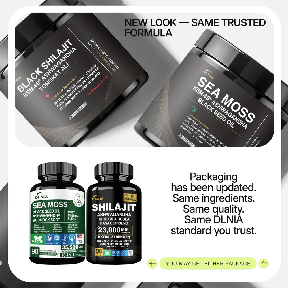 DLNIA Bundle overview packaging shows a complete wellness routine in two bottles.