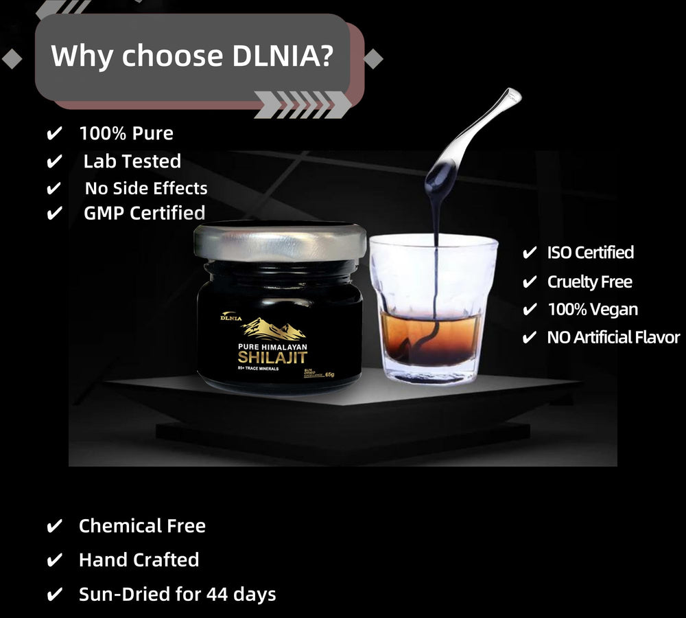 DLNIA Shilajit resin contains 85+ minerals for balanced daily maintenance