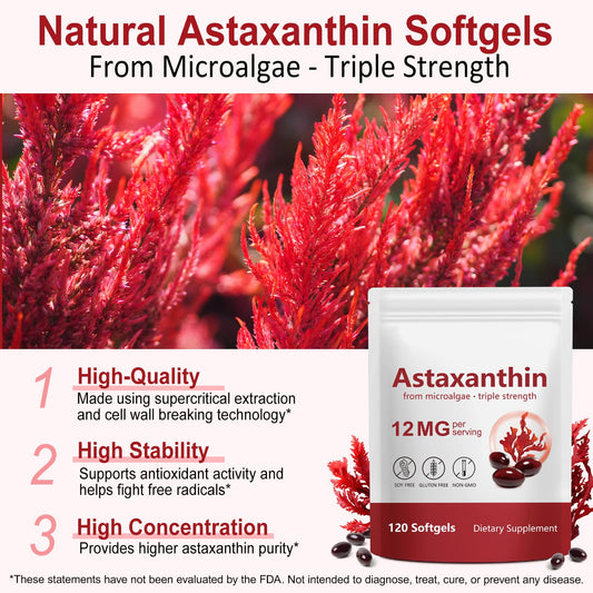 DLOMFVFQ 12mg astaxanthin label closeup highlighting potency.
