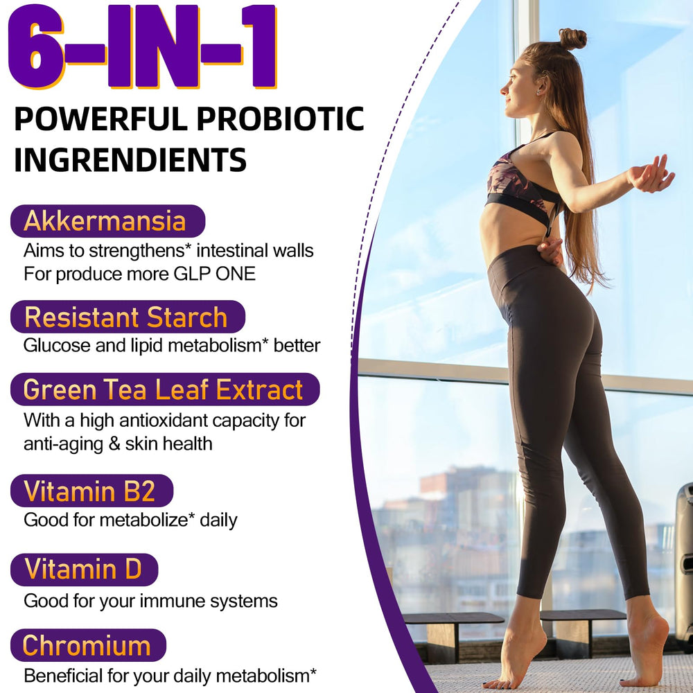 Close-up of Dmeisy Akkermansia capsules showing high-potency probiotic.