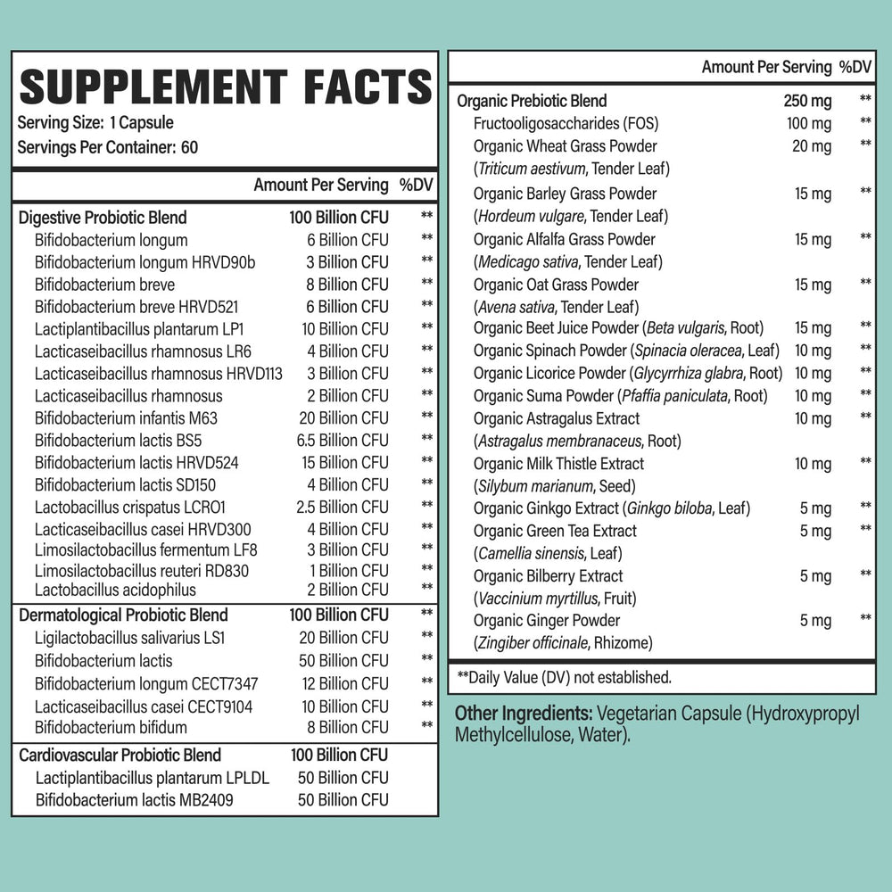 Dmeisy 24-strains label showing diverse probiotic blend for digestion