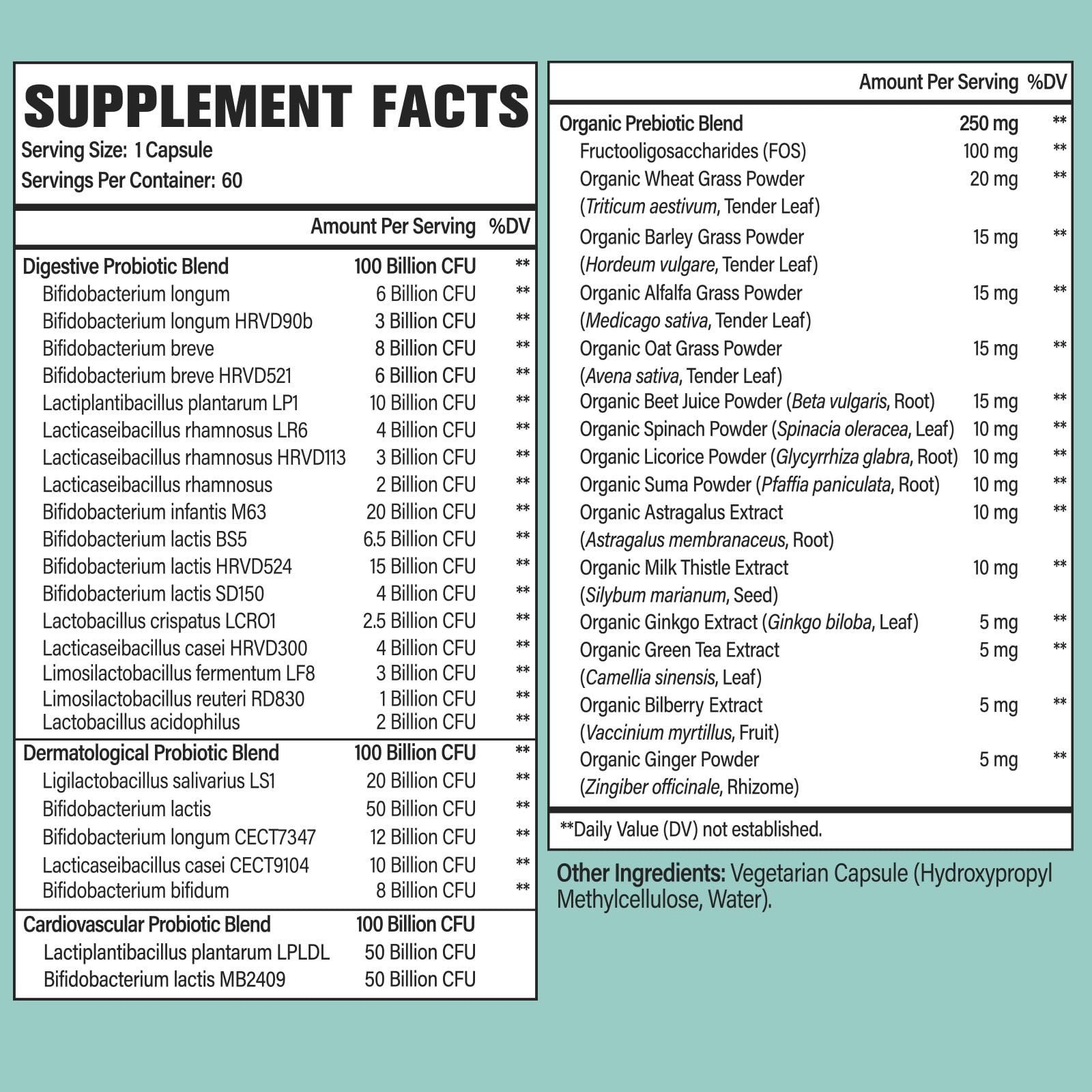 Label highlights organic herbs and prebiotic blend for overall wellness
