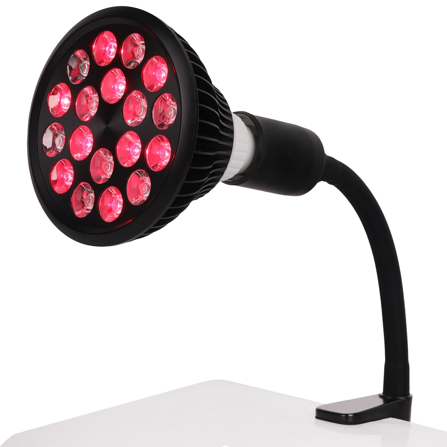 DMMBMFC red light therapy lamp holder in clamp setup for easy hands-free use.
