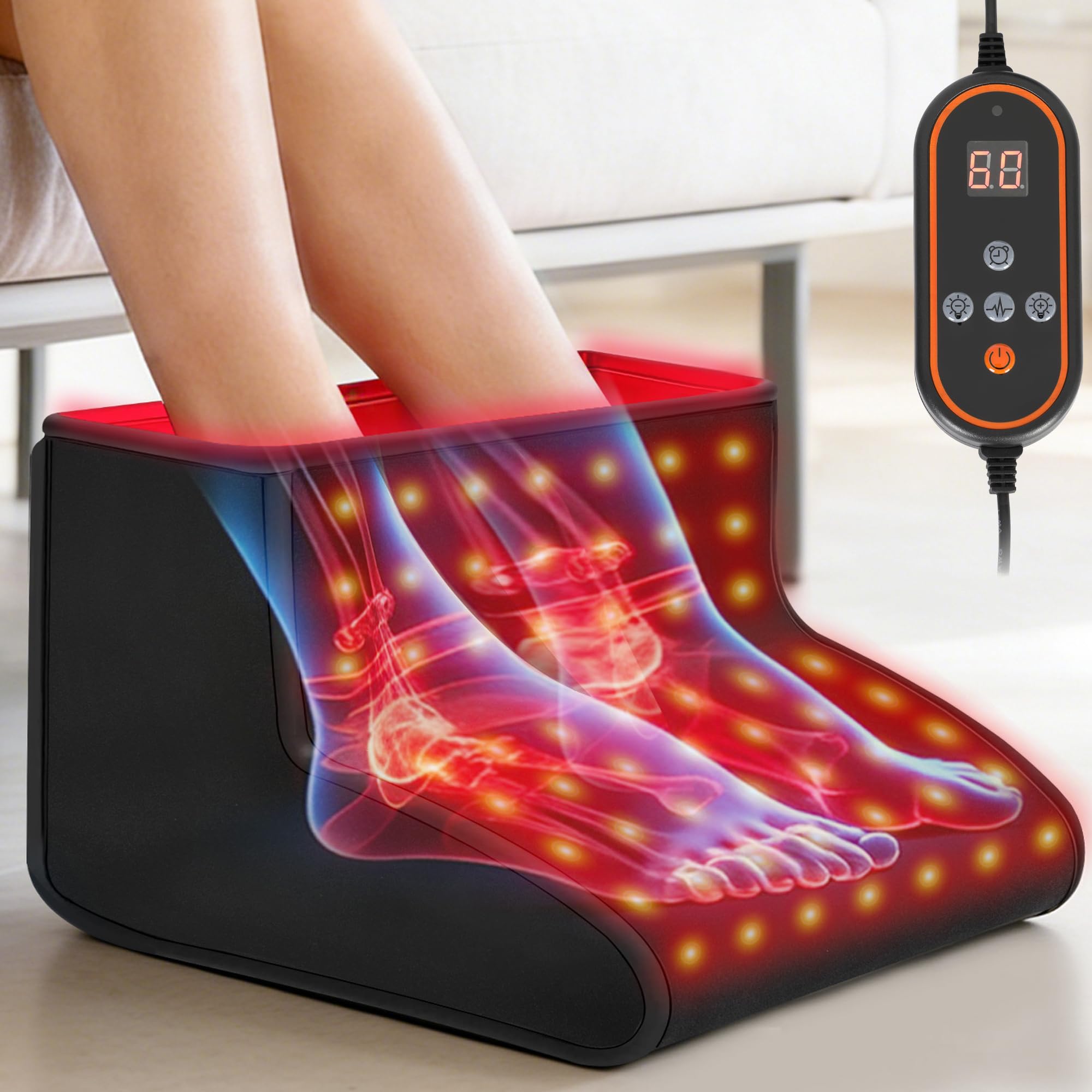 Dmzosmd red light therapy boot provides 360° foot coverage for targeted warmth.