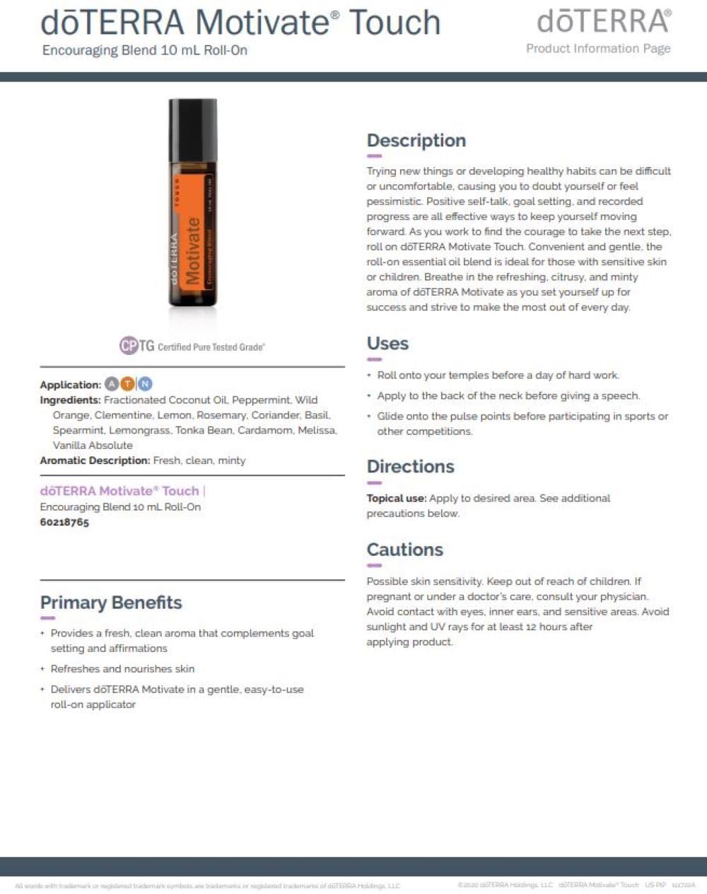 doTERRA Motivate Touch roller cap removed for easy use