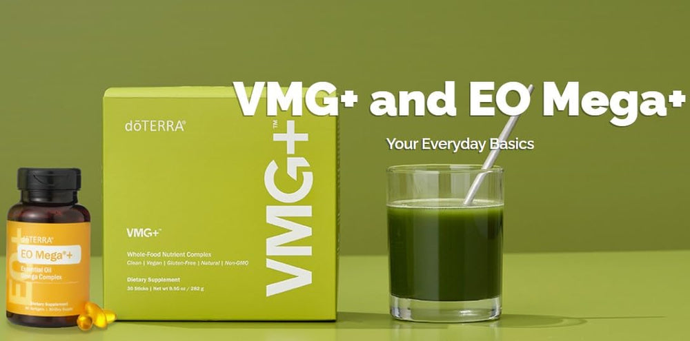 doTerra VMG+ packaging on display signals convenient daily supplementation.