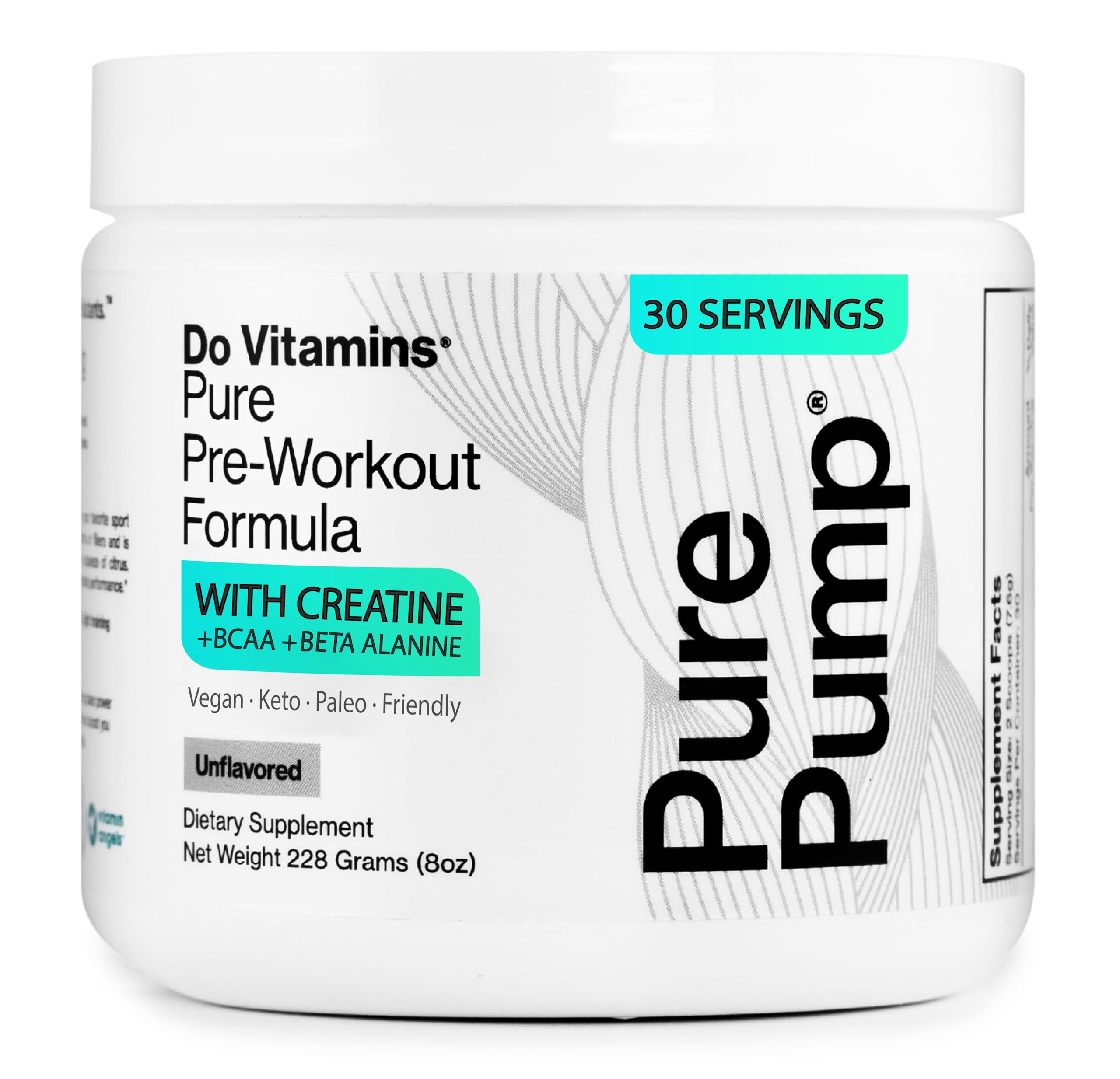 Do Vitamins PurePump bottle front shows unflavored pre-workout for focused training
