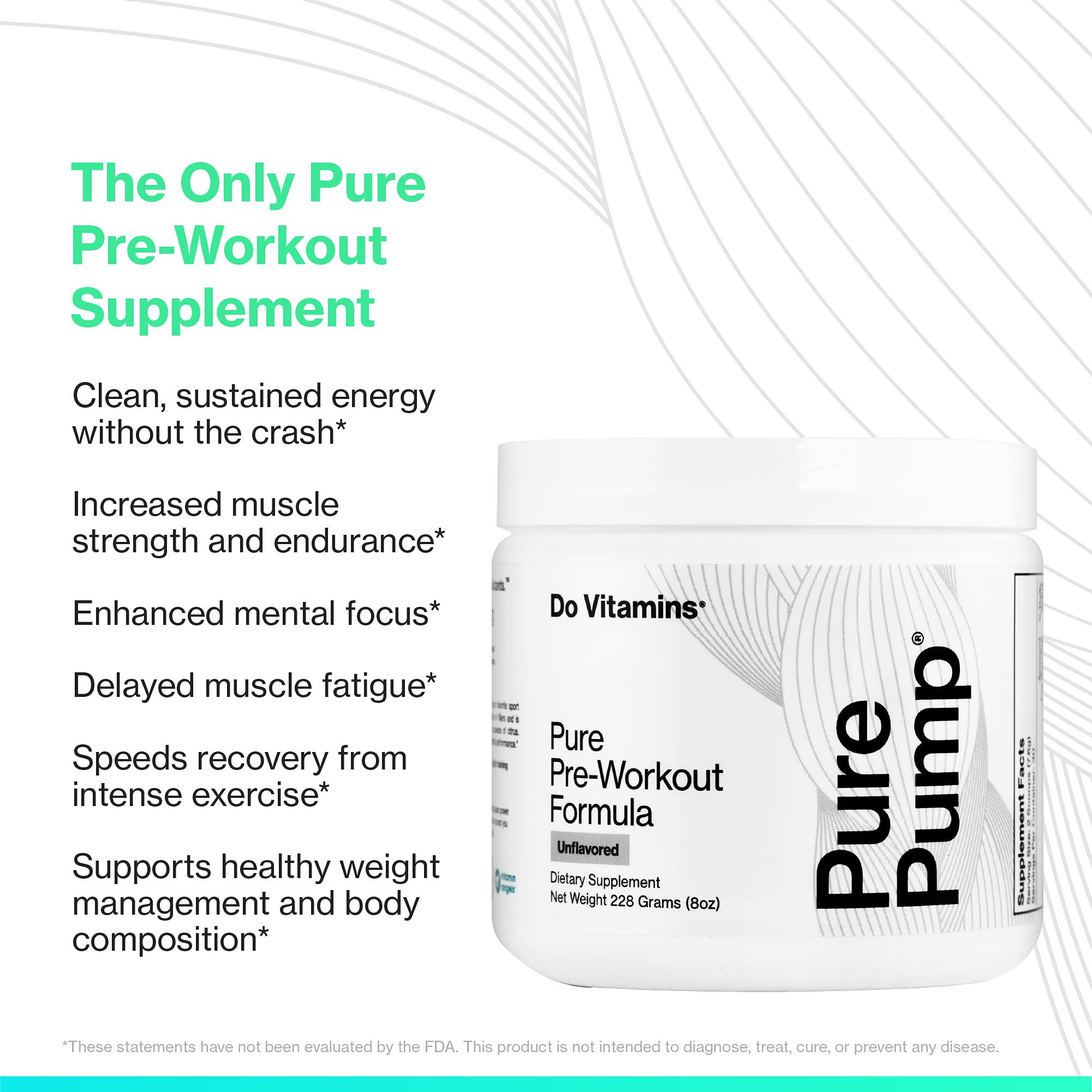 Do Vitamins PurePump scoop powder closeup highlights precise measurement for consistent dosing