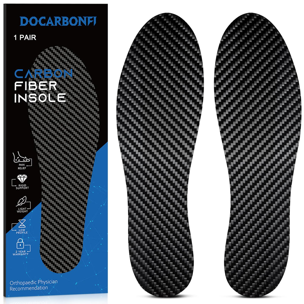 Docarbonfi Carbon Fiber Insole front view, slim rigidity for daily comfort