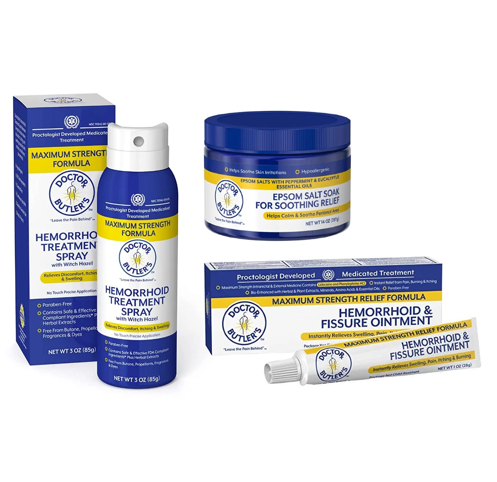 Doctor Butler's hemorrhoid ointment 4% lidocaine tube provides quick numbing comfort