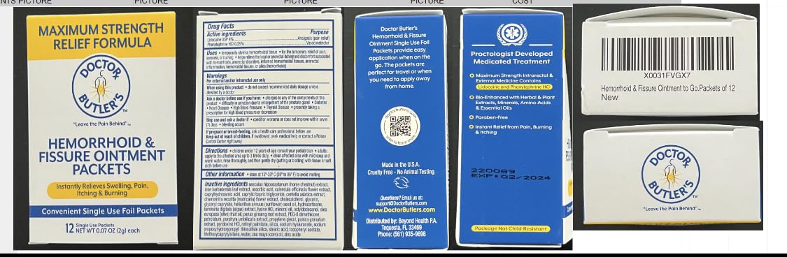 Herbal and mineral ingredients in Doctor Butler's hemorrhoid ointment