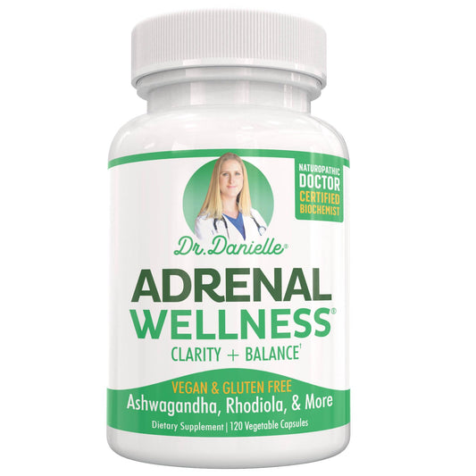 Doctor Danielle Adrenal Wellness bottle with organic blend for daily resilience.