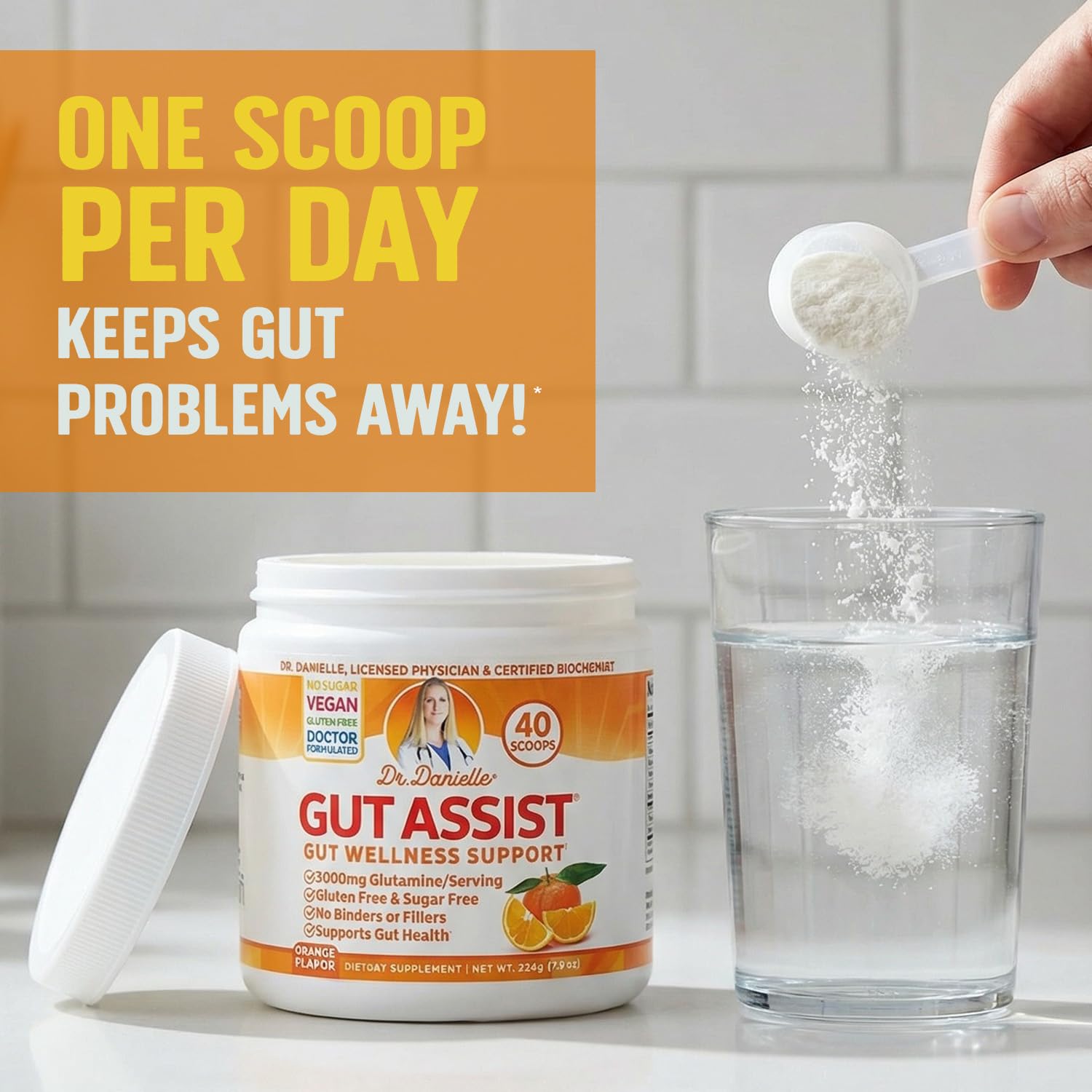 Doctor Danielle Gut Assist with L-glutamine and arabinogalactan for gut support