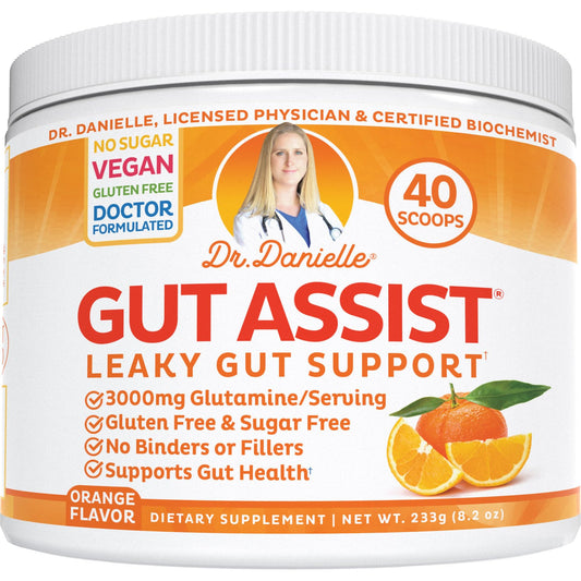Doctor Danielle Gut Assist orange powder tub for daily gut comfort and routine