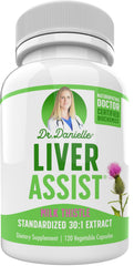 Doctor Danielle Liver Assist bottle front showing organic detox formula for daily liver support.