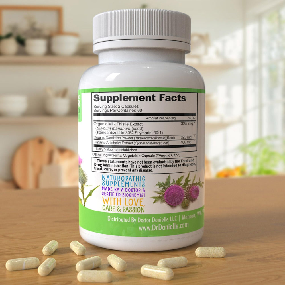 Bottle on kitchen counter during morning routine for daily wellness with Doctor Danielle.