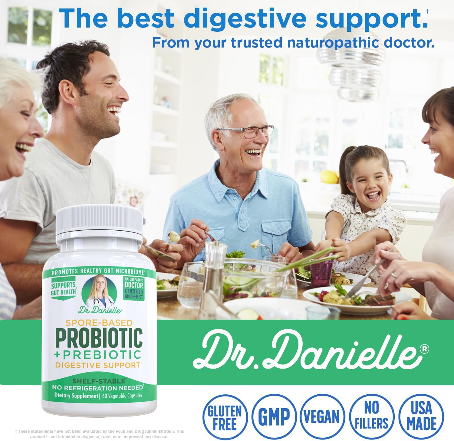 Doctor Danielle Probiotic label detail, clear ingredients and shelf-stable information