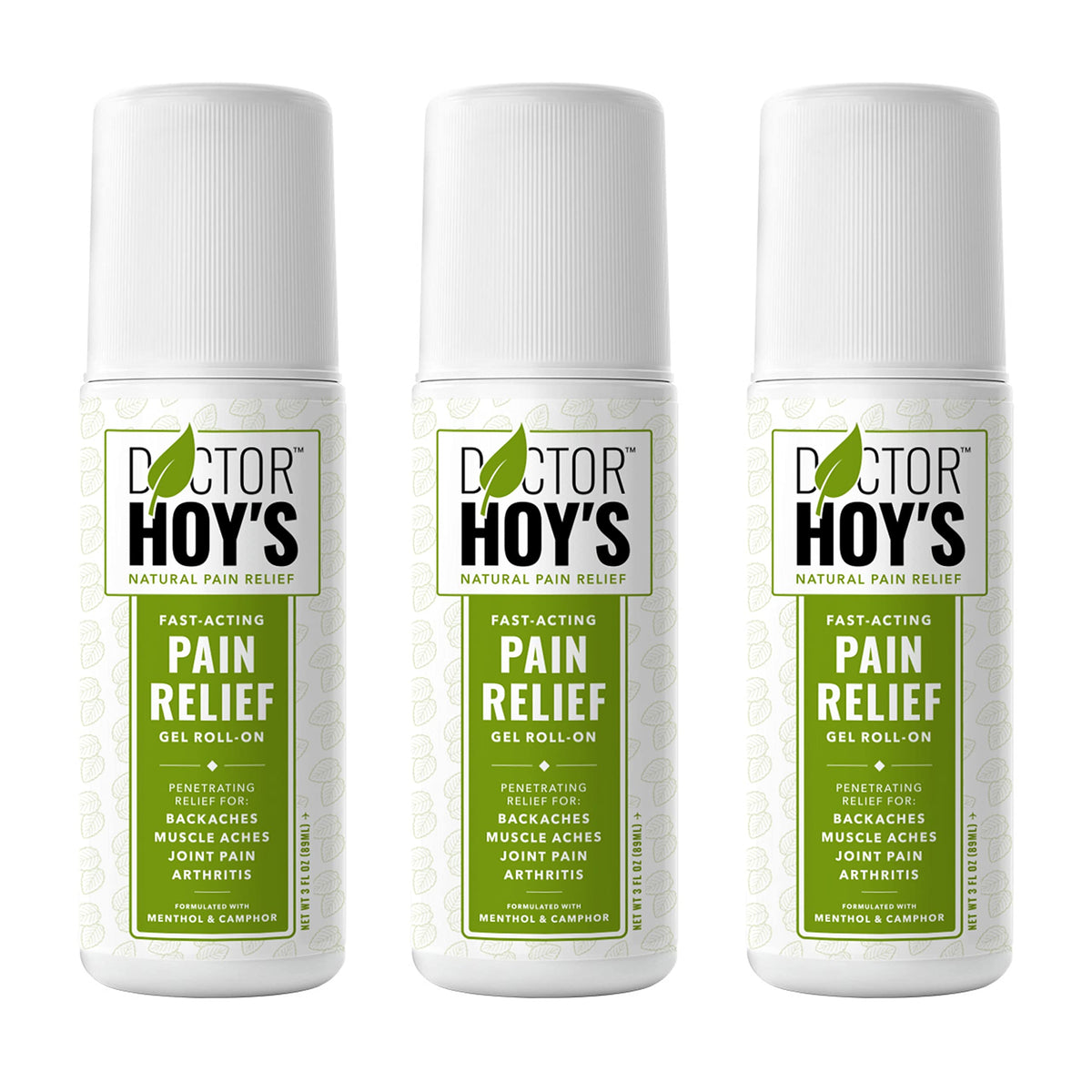 DOCTOR HOY'S Natural Pain Relief Gel roll-on bottle for targeted, fast-absorbing comfort