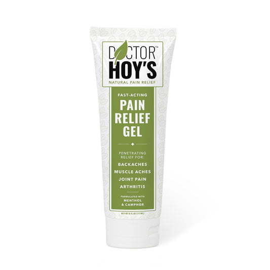Doctor Hoy's Natural Pain Relief Gel tube dispense for easy, on-the-go application.