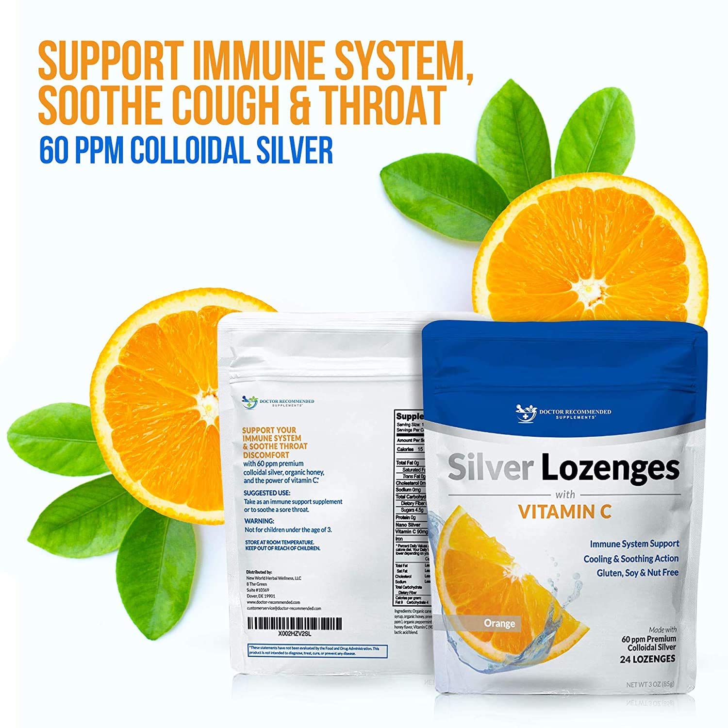 Doctor Recommended Supplements 60ppm colloidal silver per serving for consistent throat care.