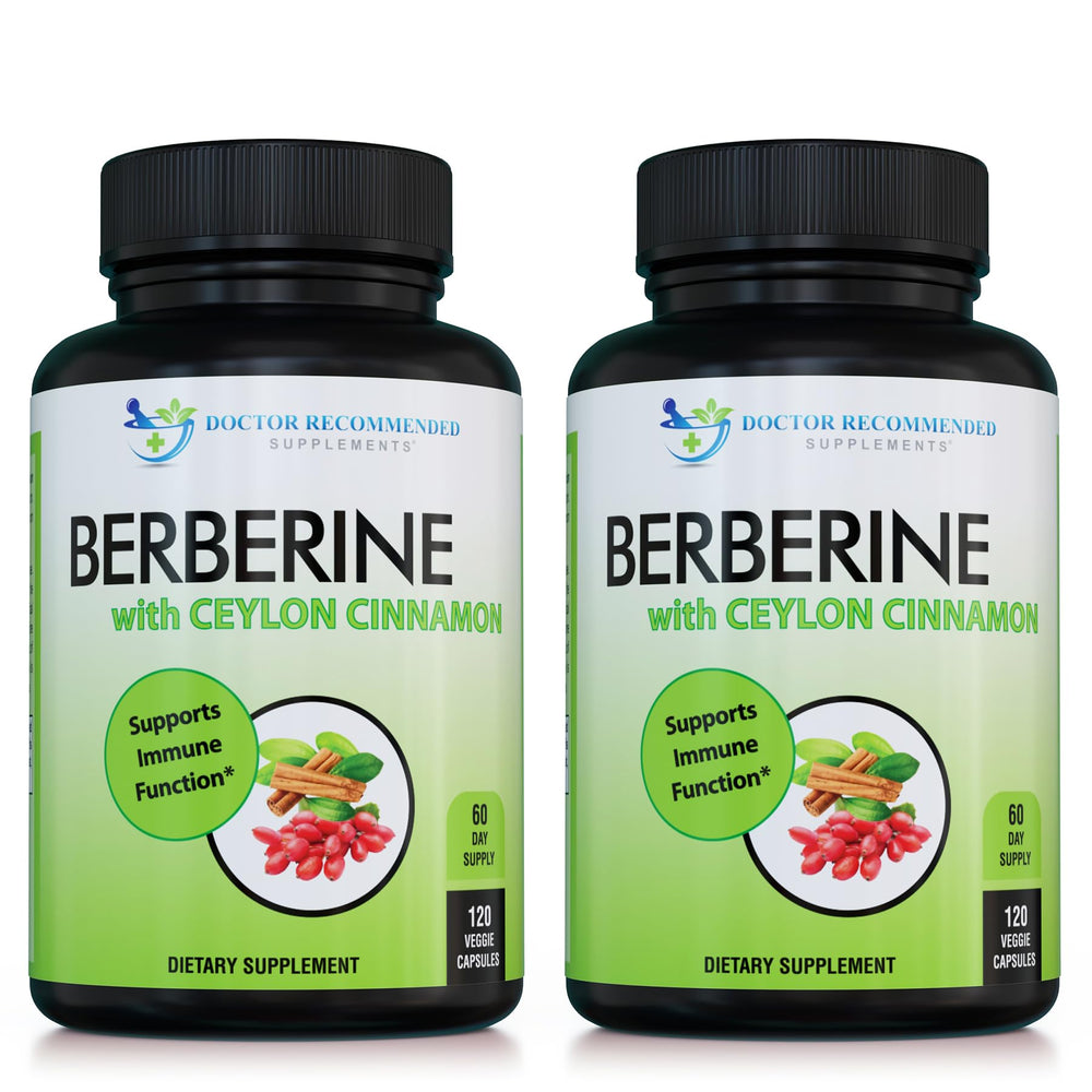 Doctor Recommended Supplements Berberine Cinnamon bottle shows a 60-day supply for ongoing wellness.