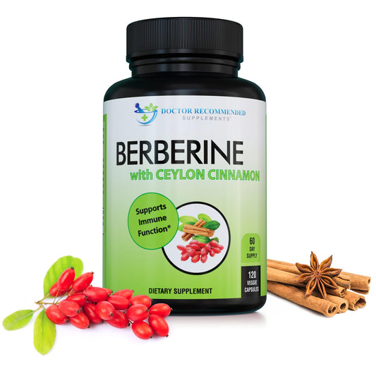 Doctor Recommended Supplements berberine cinnamon bottle, 60-day supply, potential immune and gut support