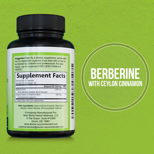 Doctor Recommended Supplements Berberine Cinnamon capsules for daily metabolism support.