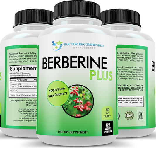 Doctor Recommended Supplements Berberine Plus bottle front view for daily wellness support